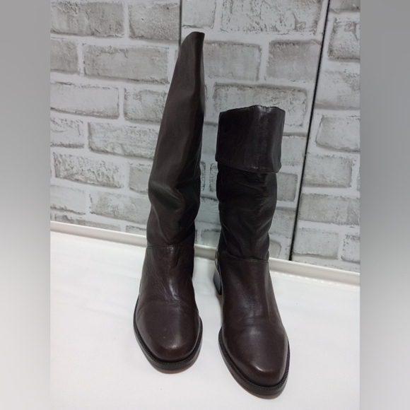 Brown Leather Knee-High Boots - Picture 1 of 8